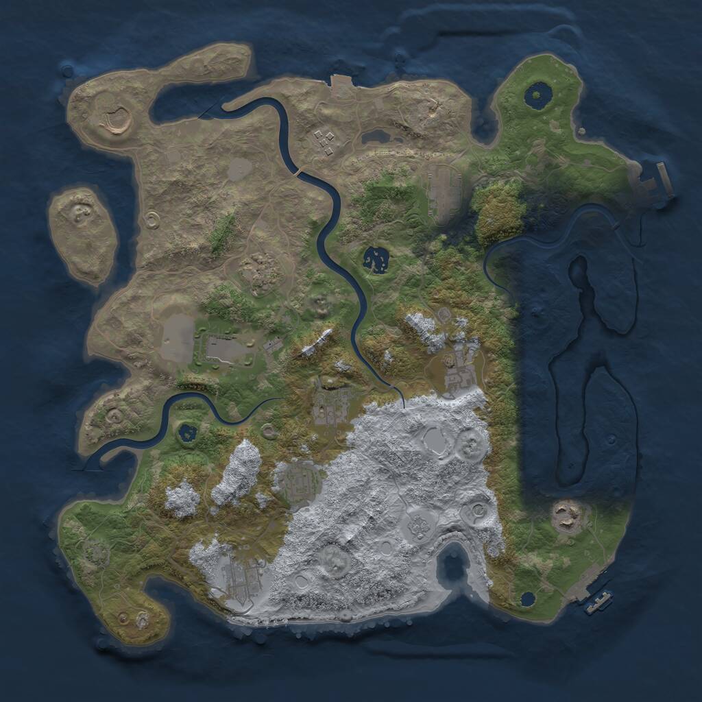 Rust Map: Procedural Map, Size: 3900, Seed: 97787130, 17 Monuments