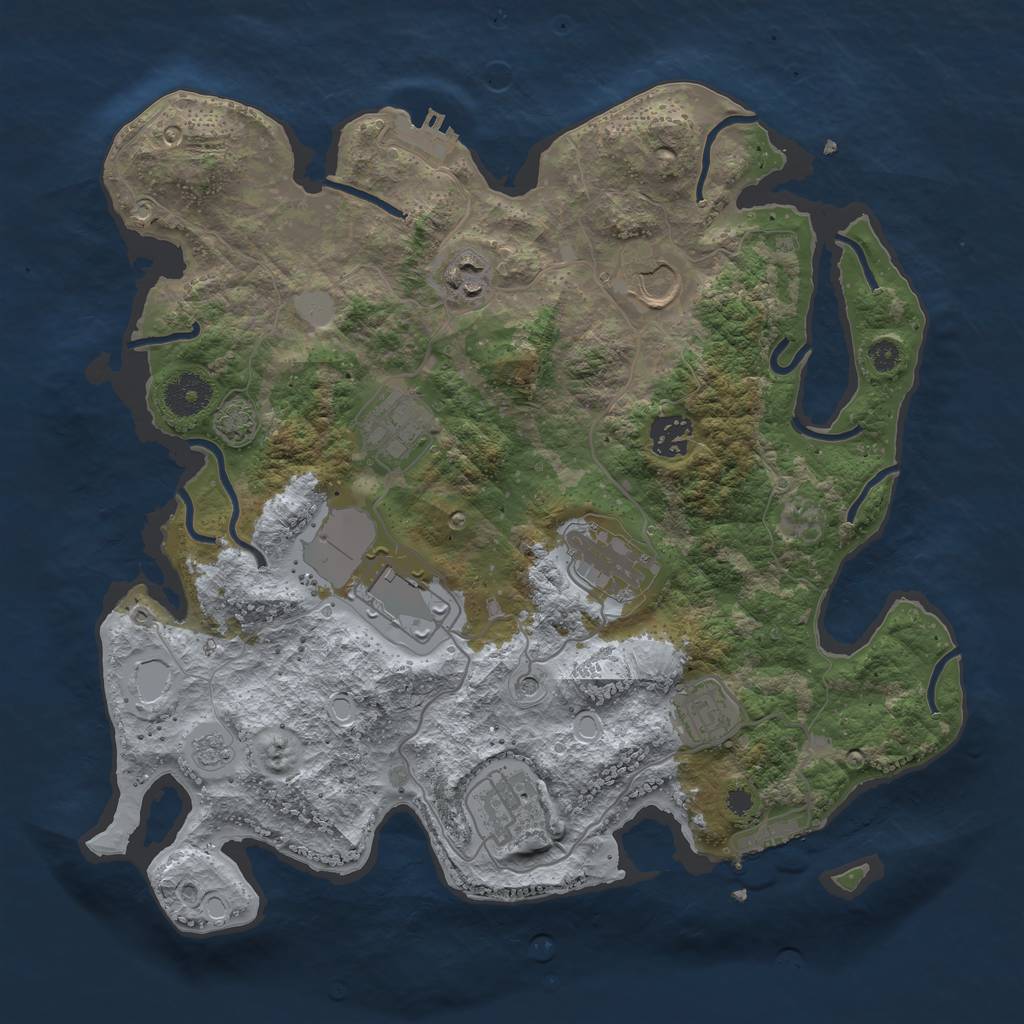 Rust Map: Procedural Map, Size: 3500, Seed: 671749126, 16 Monuments