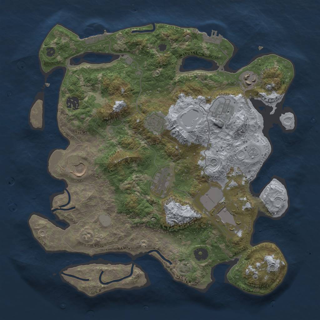 Rust Map: Procedural Map, Size: 3550, Seed: 17910295, 15 Monuments