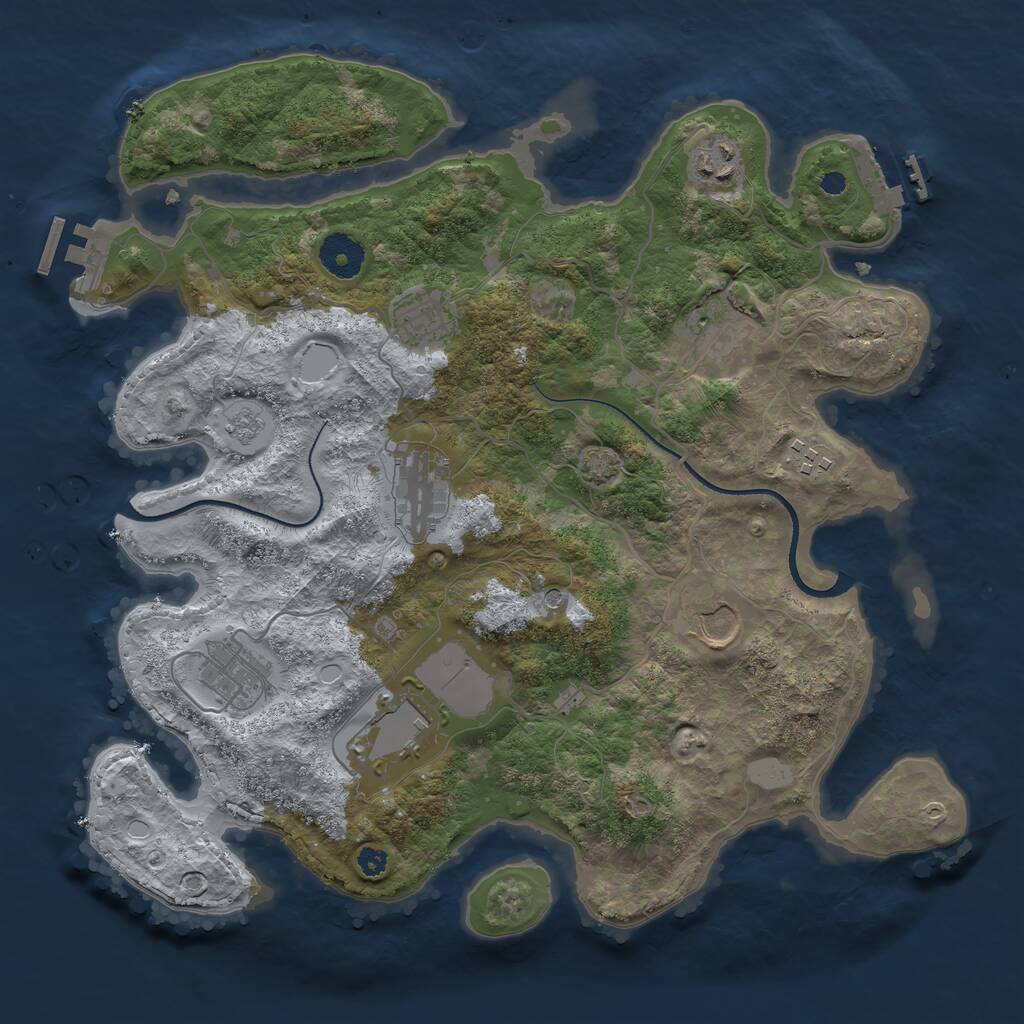 Rust Map: Procedural Map, Size: 3500, Seed: 1715629424, 14 Monuments
