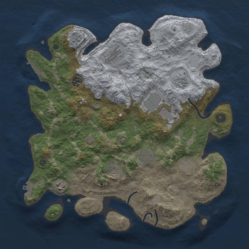 Rust Map: Procedural Map, Size: 3700, Seed: 69760788, 17 Monuments
