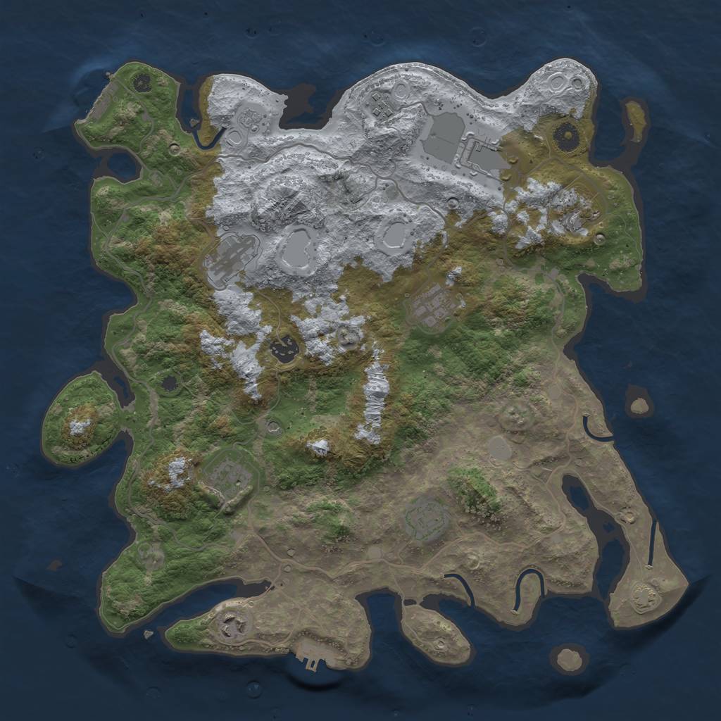 Rust Map: Procedural Map, Size: 4000, Seed: 71489472, 17 Monuments
