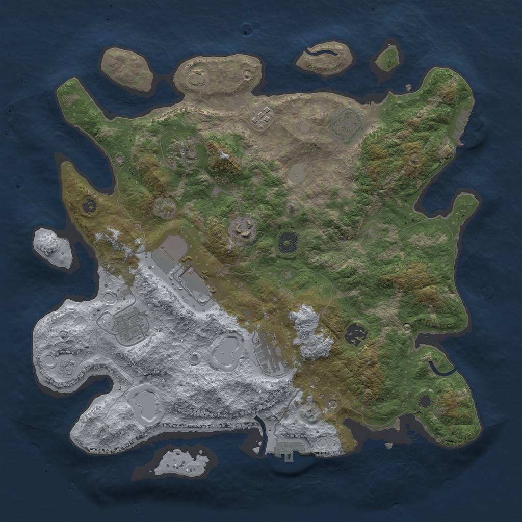 Rust Map: Procedural Map, Size: 3700, Seed: 25786450, 16 Monuments