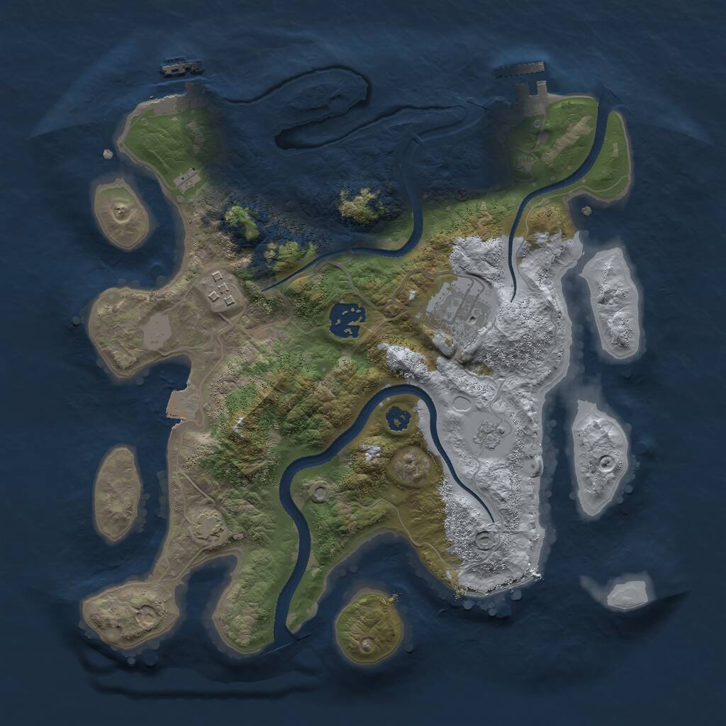 Rust Map: Procedural Map, Size: 3000, Seed: 29271, 8 Monuments