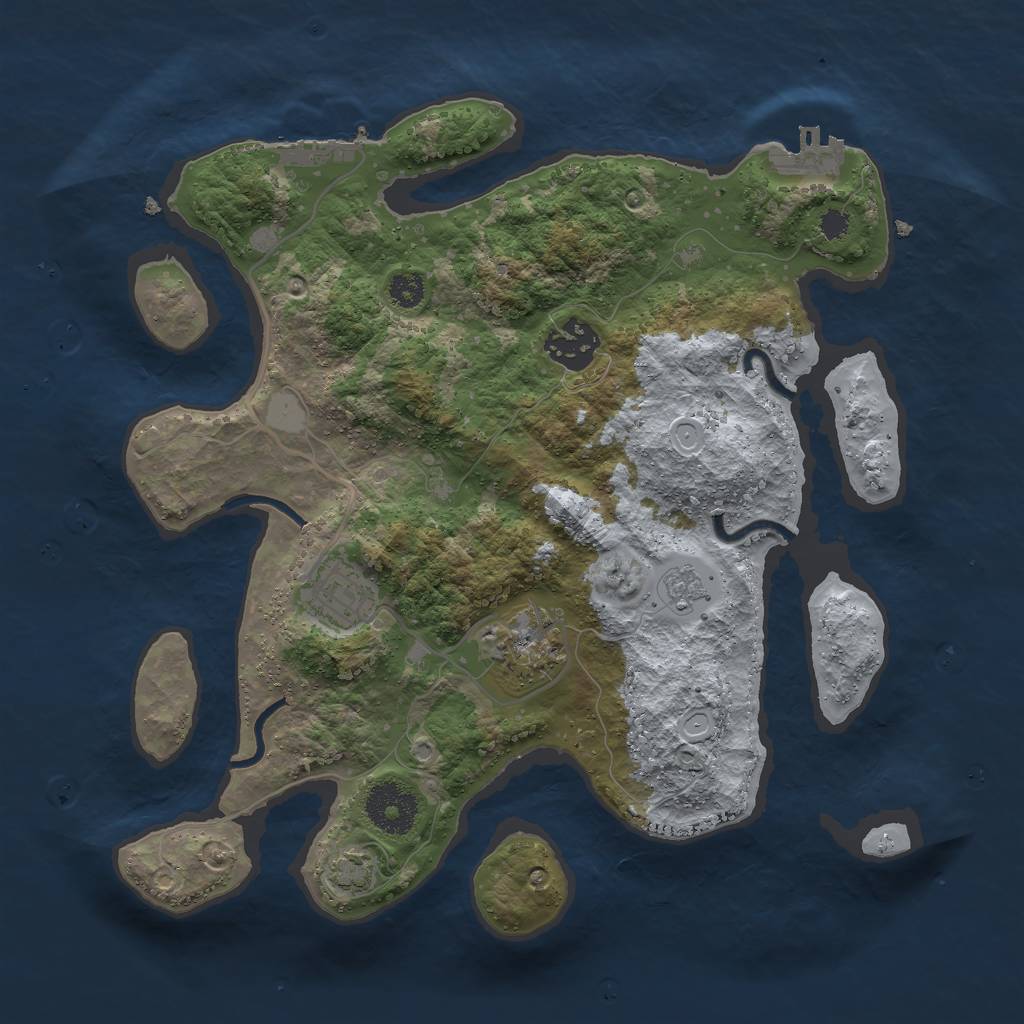 Rust Map: Procedural Map, Size: 3000, Seed: 29271, 10 Monuments