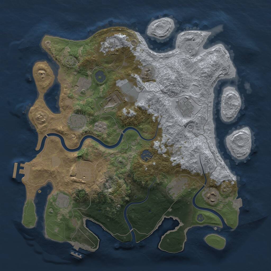 Rust Map: Procedural Map, Size: 3600, Seed: 22996216, 18 Monuments