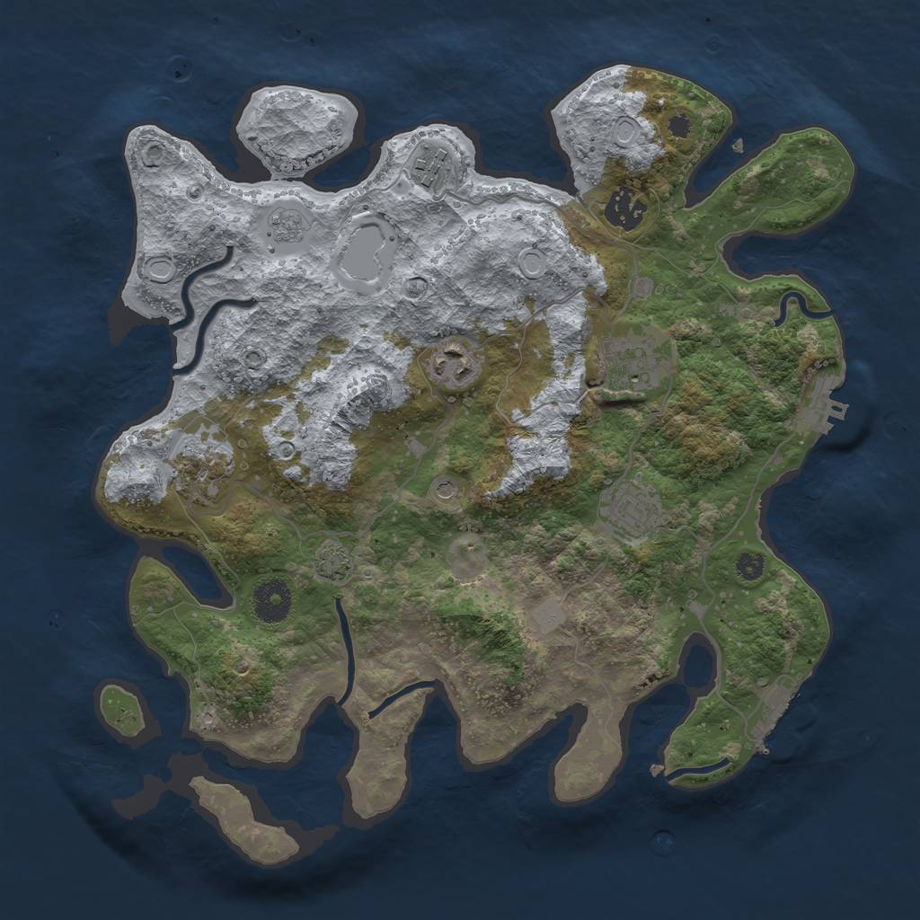 Rust Map: Procedural Map, Size: 3400, Seed: 27841178, 14 Monuments