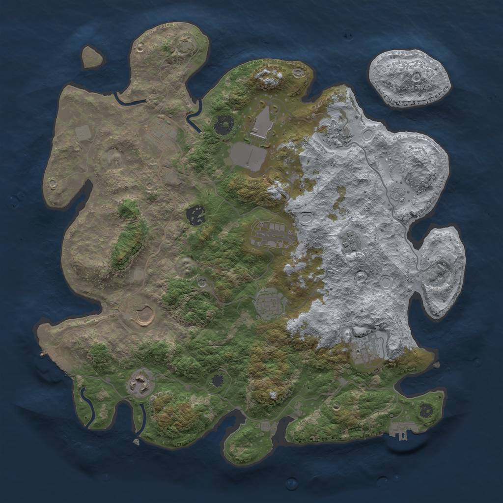 Rust Map: Procedural Map, Size: 3750, Seed: 53066077, 18 Monuments