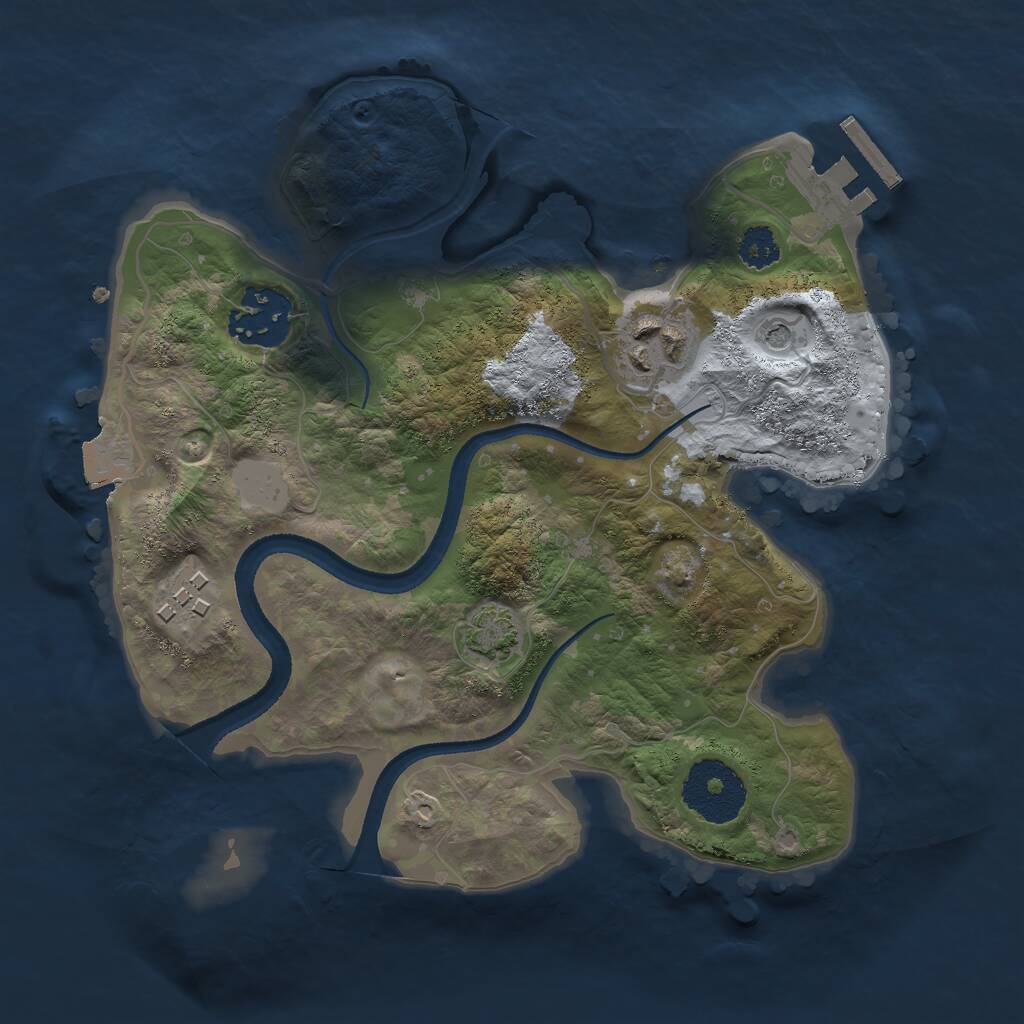 Rust Map: Procedural Map, Size: 2500, Seed: 1033391643, 7 Monuments