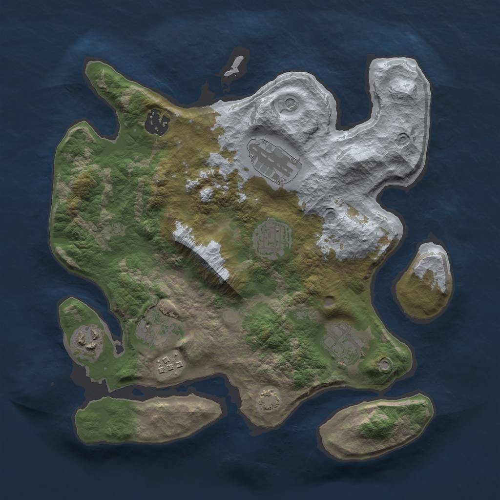 Rust Map: Barren, Size: 3000, Seed: 2090580582, 11 Monuments