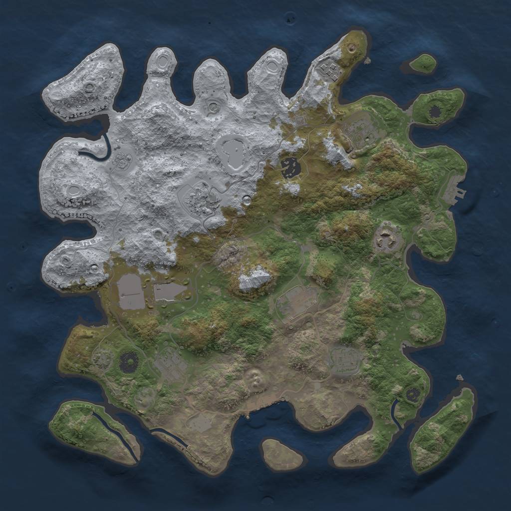 Rust Map: Procedural Map, Size: 3650, Seed: 59875271, 17 Monuments