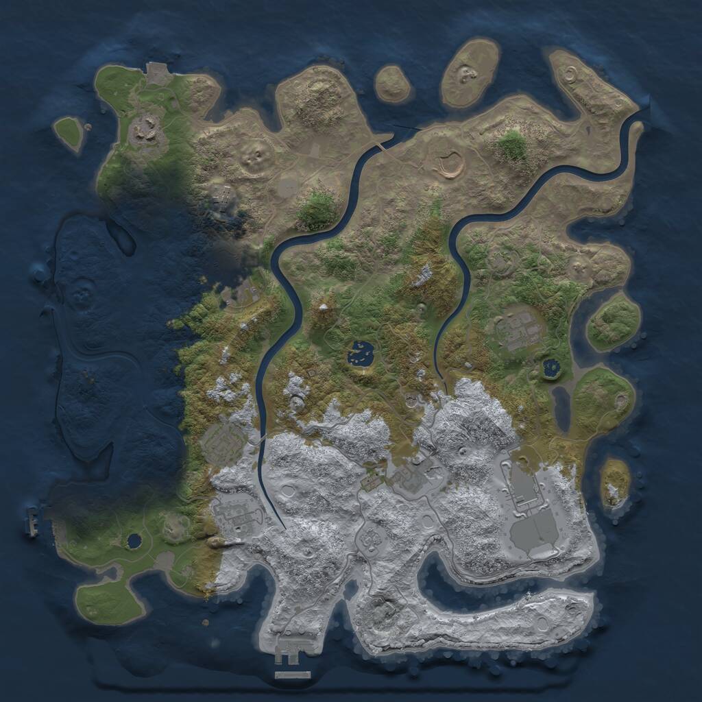 Rust Map: Procedural Map, Size: 3950, Seed: 59877551, 16 Monuments