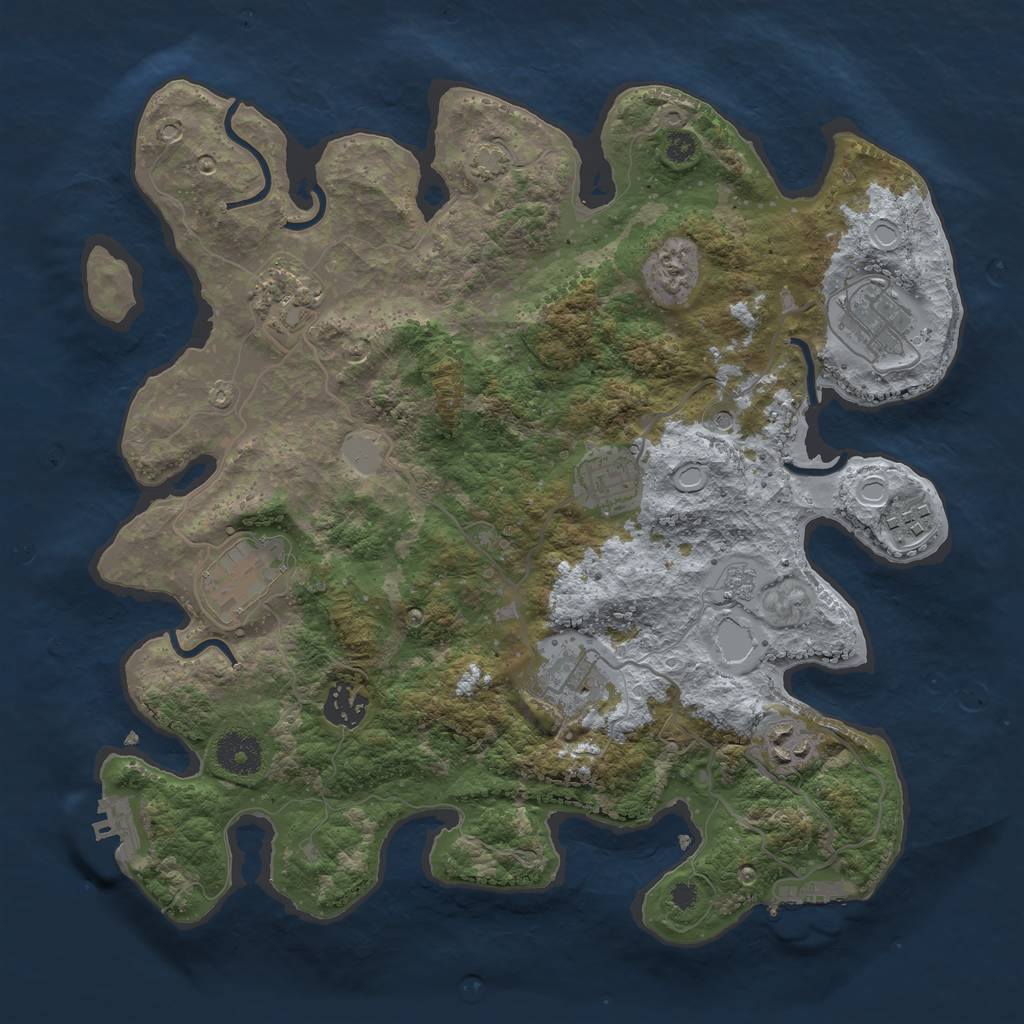 Rust Map: Procedural Map, Size: 3450, Seed: 37087929, 16 Monuments