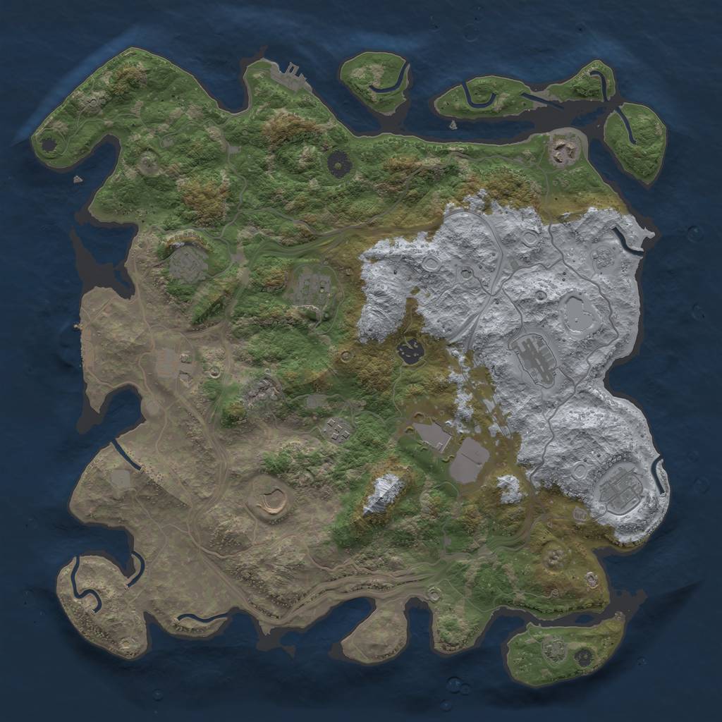 Rust Map: Procedural Map, Size: 4300, Seed: 1077, 18 Monuments