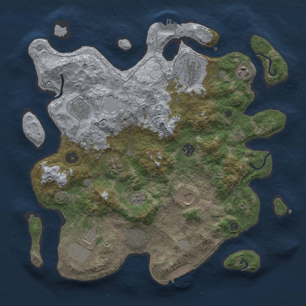 Rust Map: Procedural Map, Size: 3750, Seed: 61905942, 17 Monuments