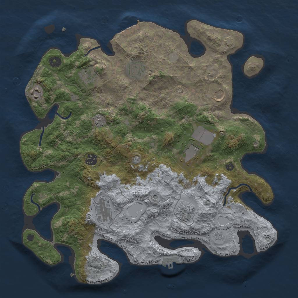 Rust Map: Procedural Map, Size: 3750, Seed: 1742916134, 17 Monuments