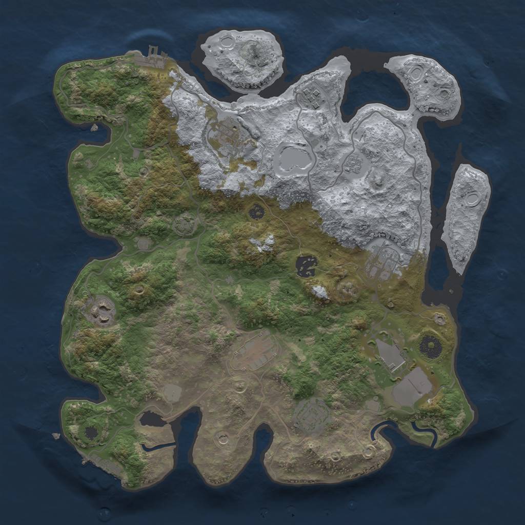 Rust Map: Procedural Map, Size: 3500, Seed: 2027530607, 16 Monuments