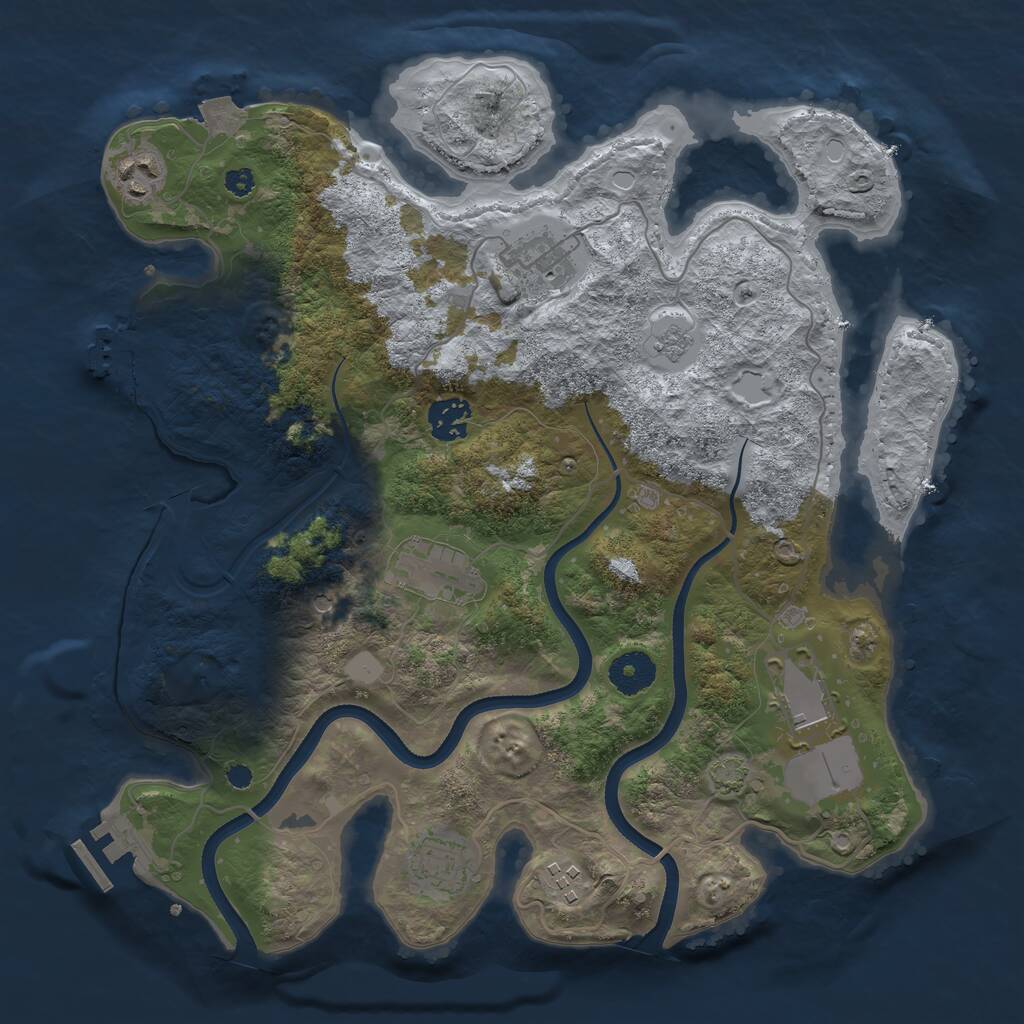 Rust Map: Procedural Map, Size: 3500, Seed: 2027530607, 13 Monuments