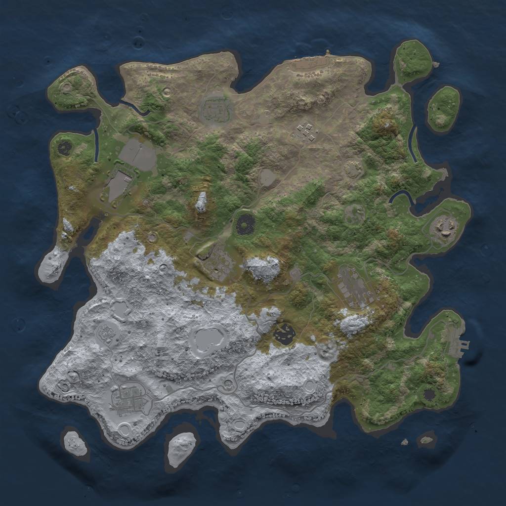 Rust Map: Procedural Map, Size: 3700, Seed: 76018171, 16 Monuments