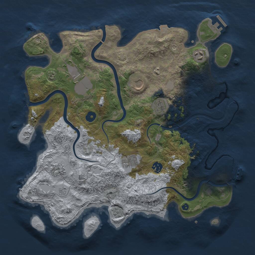 Rust Map: Procedural Map, Size: 3700, Seed: 76018171, 14 Monuments