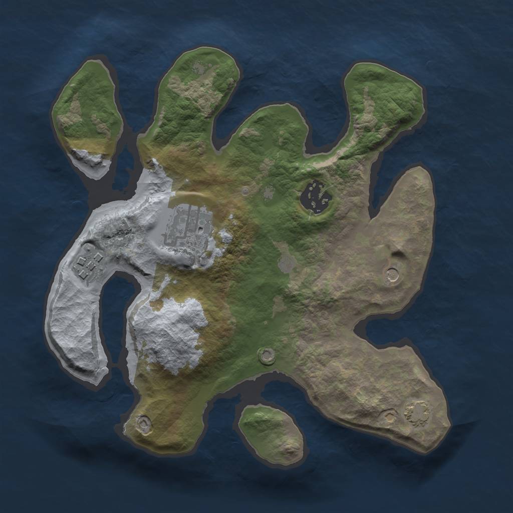 Rust Map: Barren, Size: 2500, Seed: 421217445, 7 Monuments