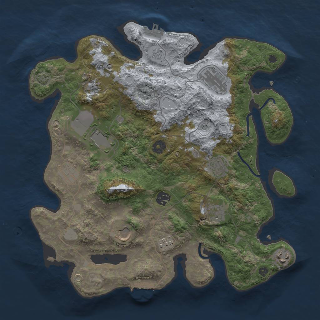 Rust Map: Procedural Map, Size: 3500, Seed: 660106, 18 Monuments