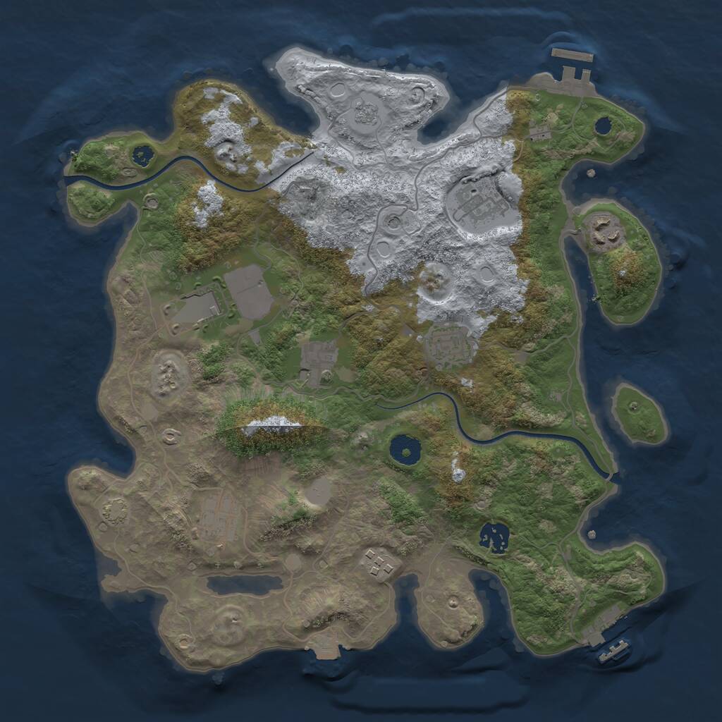 Rust Map: Procedural Map, Size: 3500, Seed: 660106, 14 Monuments