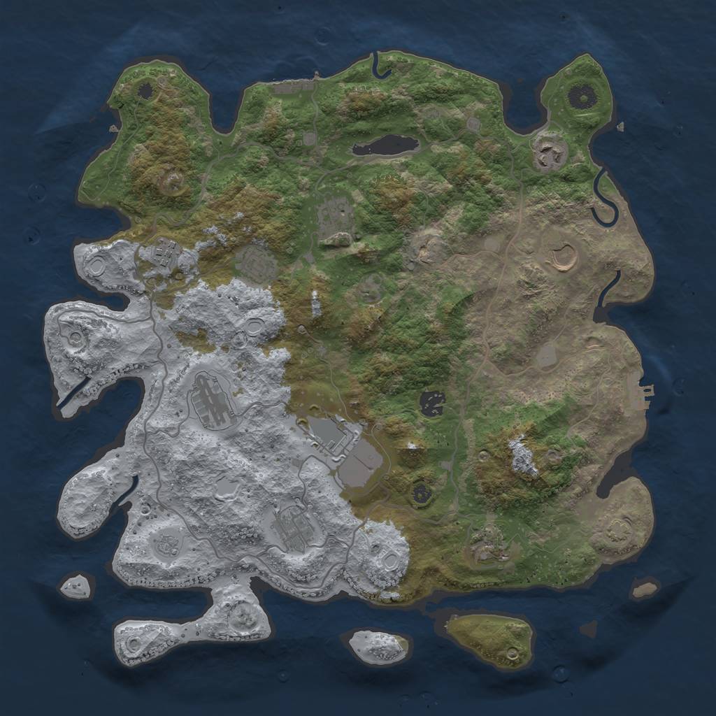 Rust Map: Procedural Map, Size: 4000, Seed: 3334, 18 Monuments
