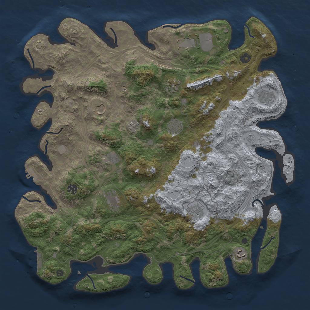 Rust Map: Procedural Map, Size: 4500, Seed: 140772089, 19 Monuments