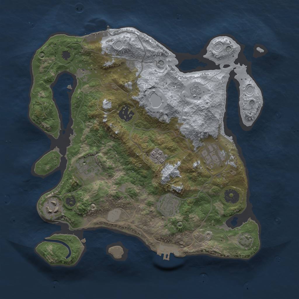 Rust Map: Procedural Map, Size: 3000, Seed: 2050733550, 14 Monuments
