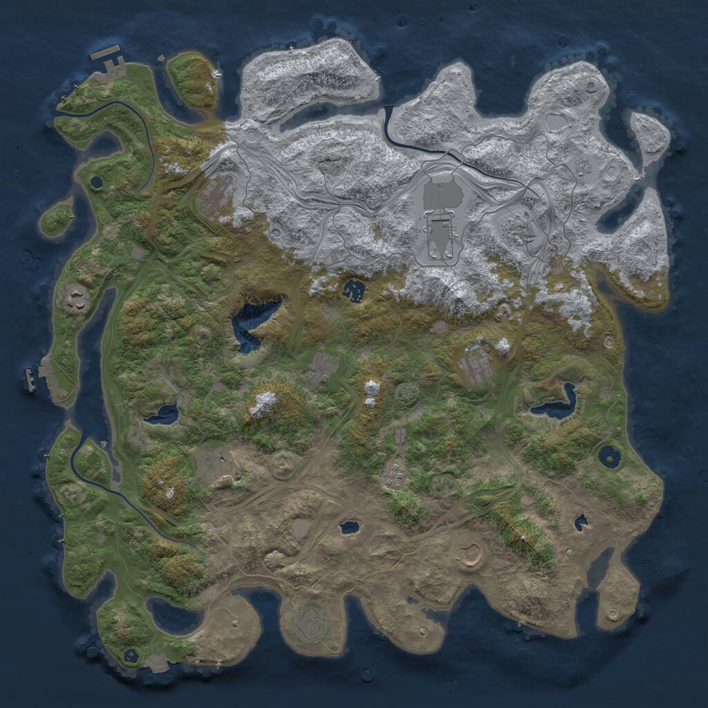Rust Map: Procedural Map, Size: 4800, Seed: 1099450448, 17 Monuments