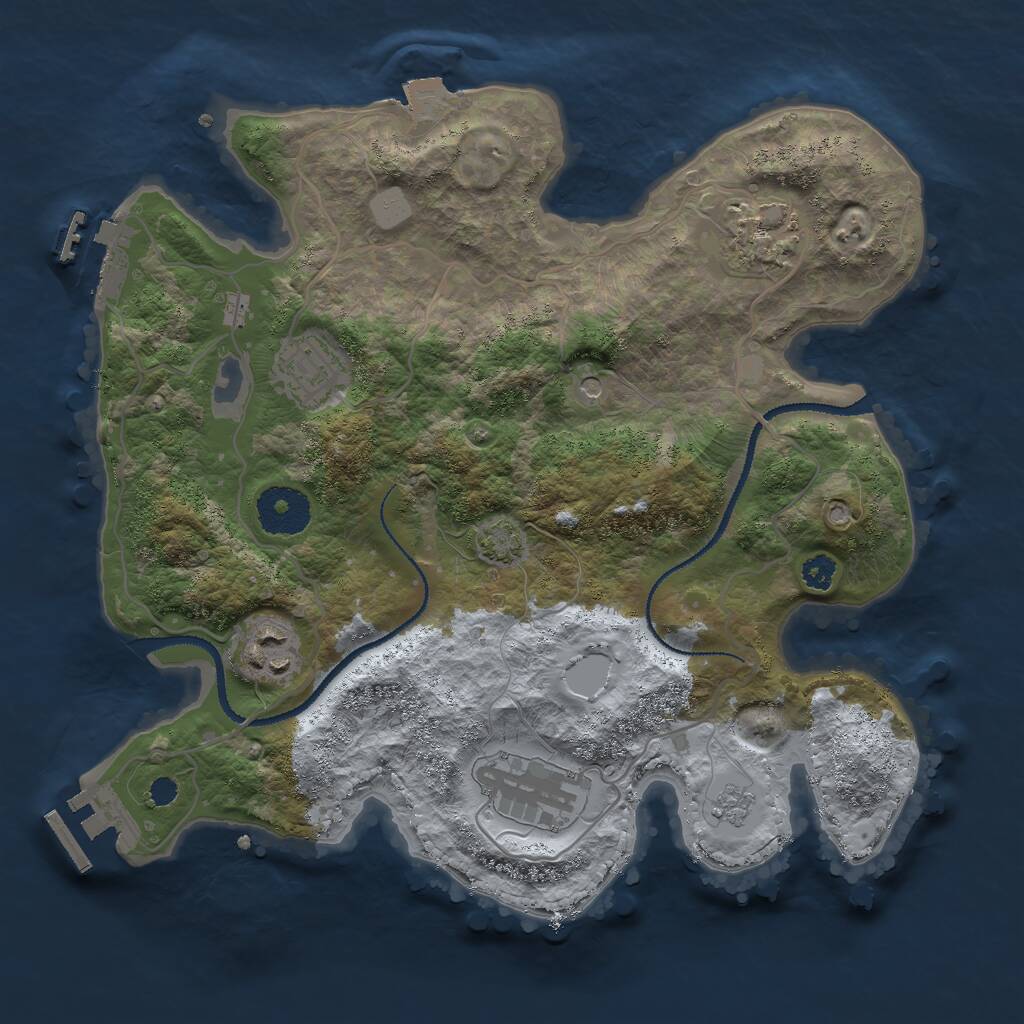 Rust Map: Procedural Map, Size: 3000, Seed: 1886190234, 10 Monuments
