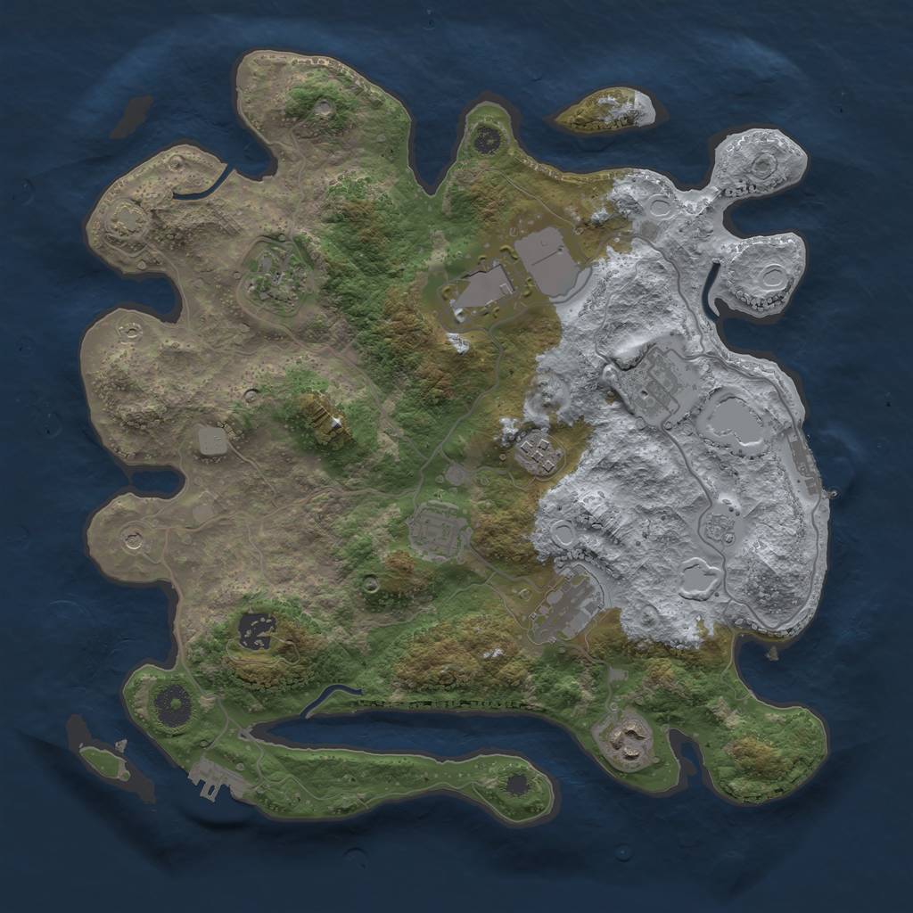 Rust Map: Procedural Map, Size: 3500, Seed: 10565649, 16 Monuments