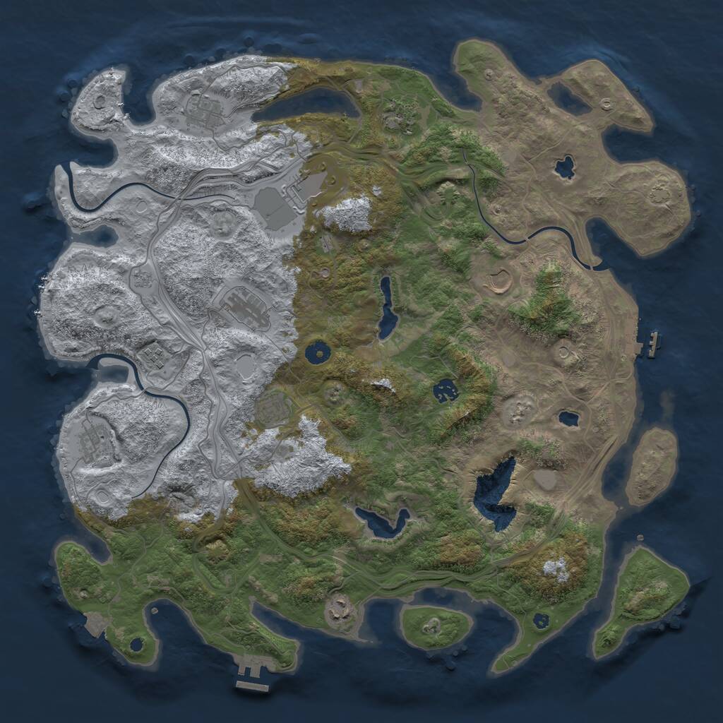 Rust Map: Procedural Map, Size: 4500, Seed: 25599, 16 Monuments