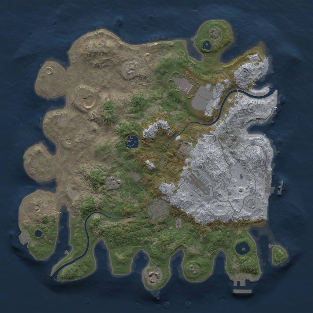 Rust Map: Procedural Map, Size: 3500, Seed: 942067222, 13 Monuments