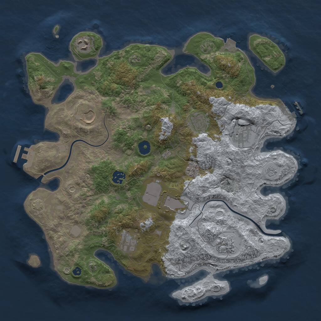 Rust Map: Procedural Map, Size: 3700, Seed: 472217429, 15 Monuments