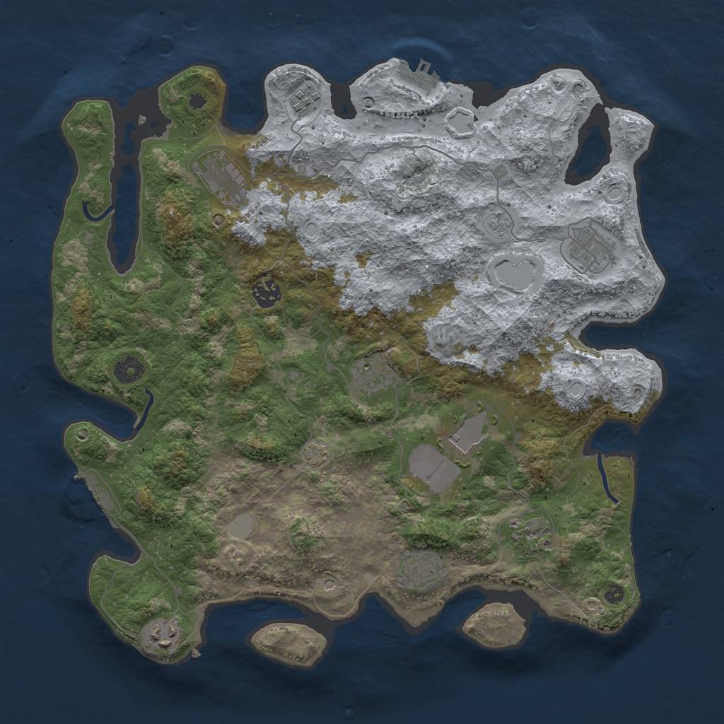Rust Map: Procedural Map, Size: 3800, Seed: 2468788, 17 Monuments