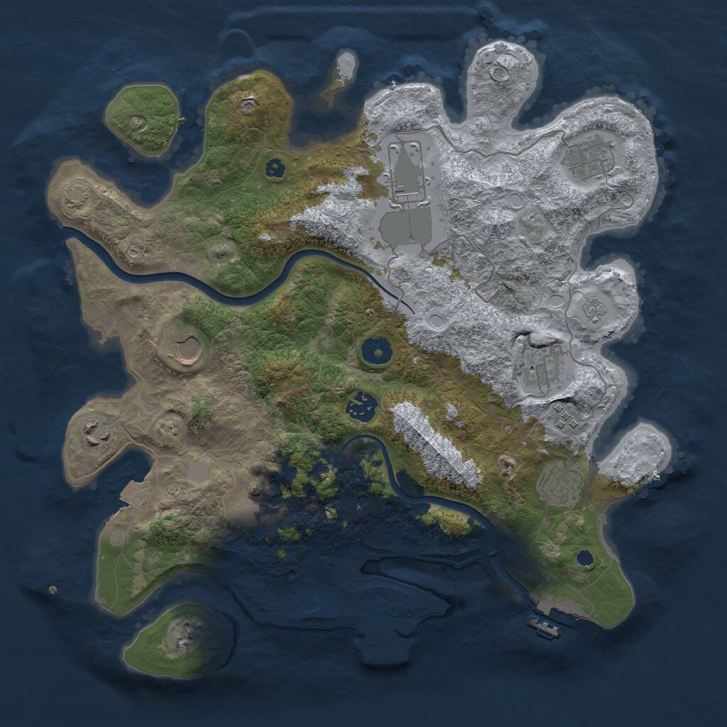 Rust Map: Procedural Map, Size: 3700, Seed: 1194462962, 15 Monuments
