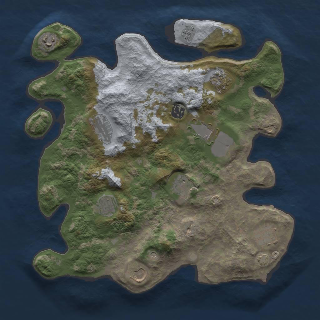 Rust Map: Barren, Size: 3500, Seed: 1313427868, 14 Monuments