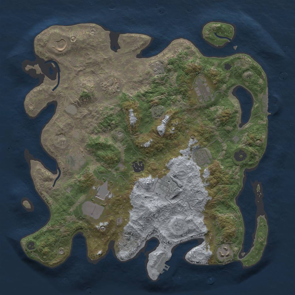 Rust Map: Procedural Map, Size: 3700, Seed: 1844, 18 Monuments