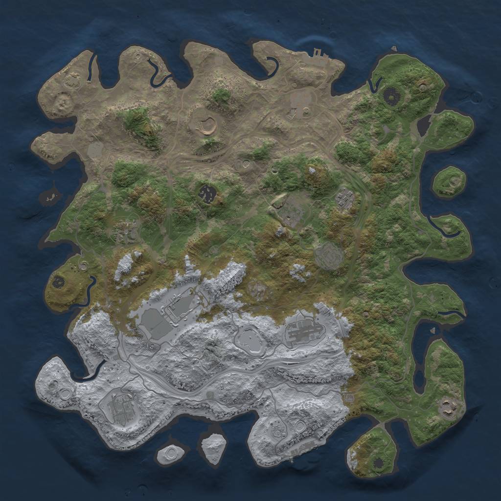Rust Map: Procedural Map, Size: 4250, Seed: 411067478, 19 Monuments