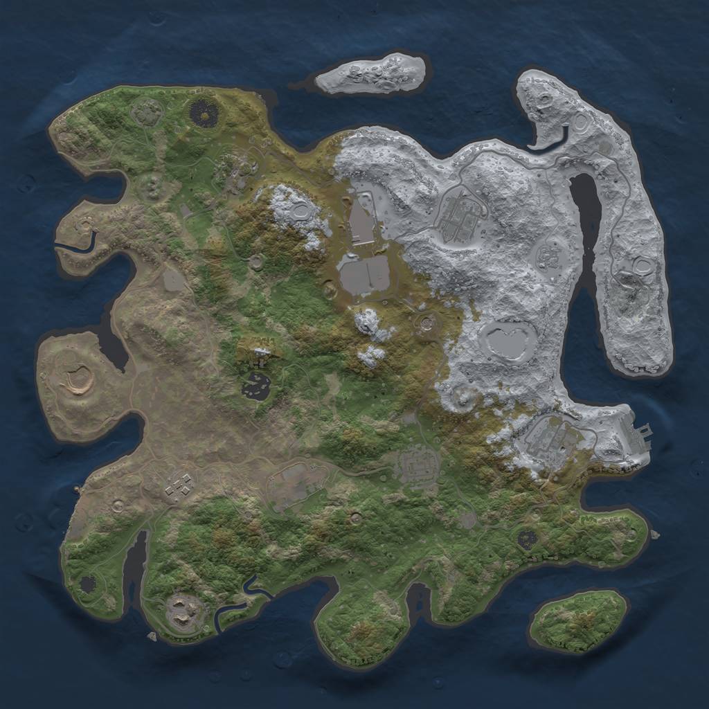 Rust Map: Procedural Map, Size: 3700, Seed: 843985953, 18 Monuments