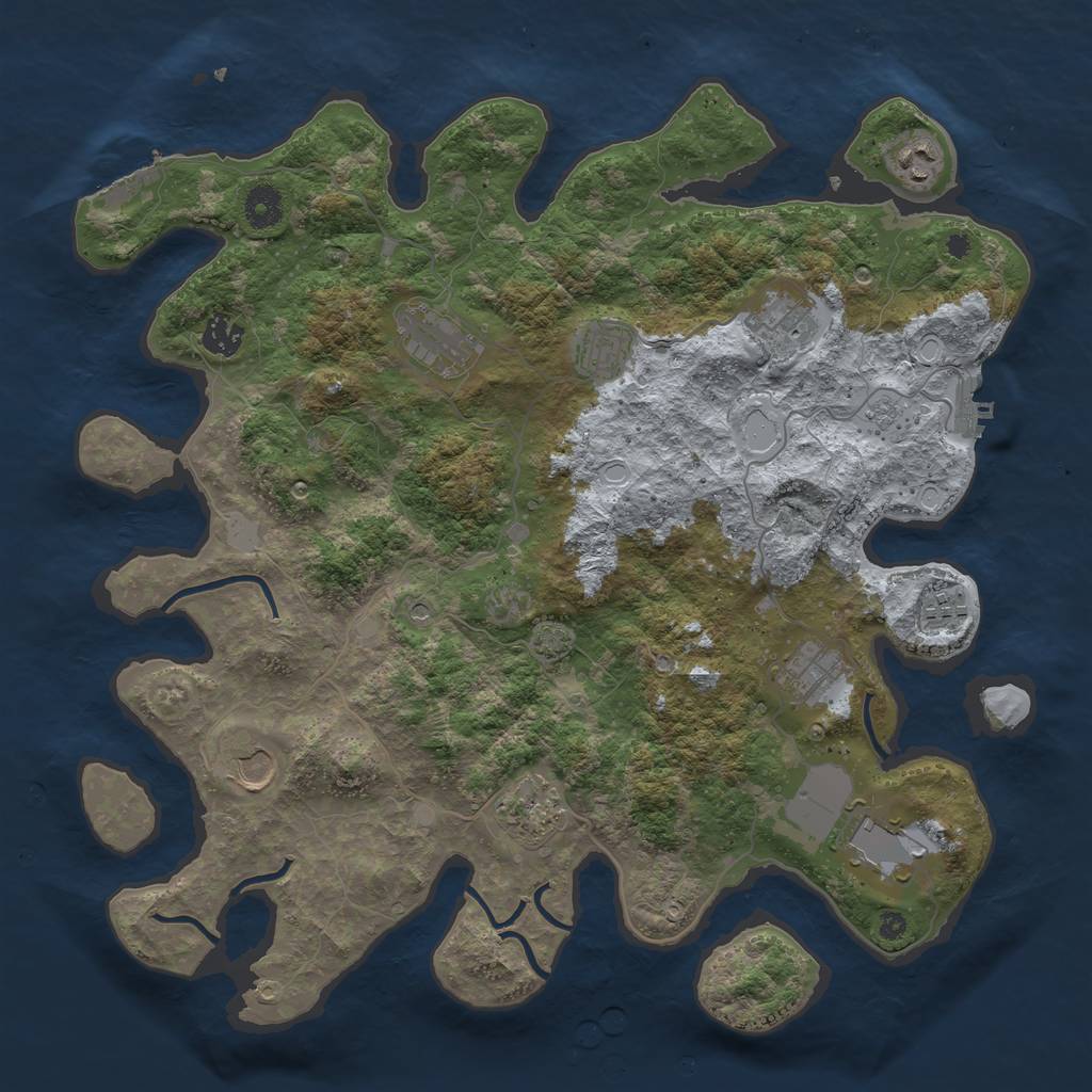 Rust Map: Procedural Map, Size: 3950, Seed: 69919, 18 Monuments