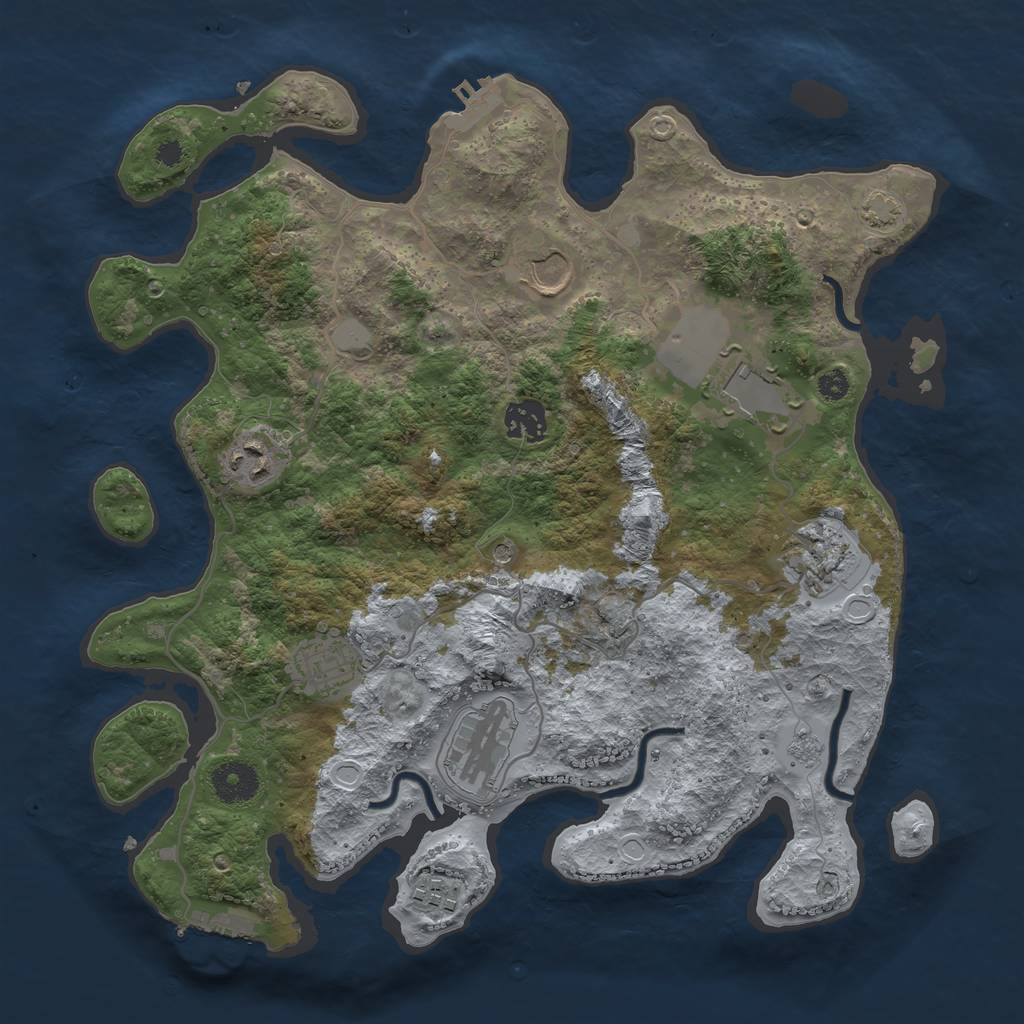 Rust Map: Procedural Map, Size: 3500, Seed: 188310262, 16 Monuments