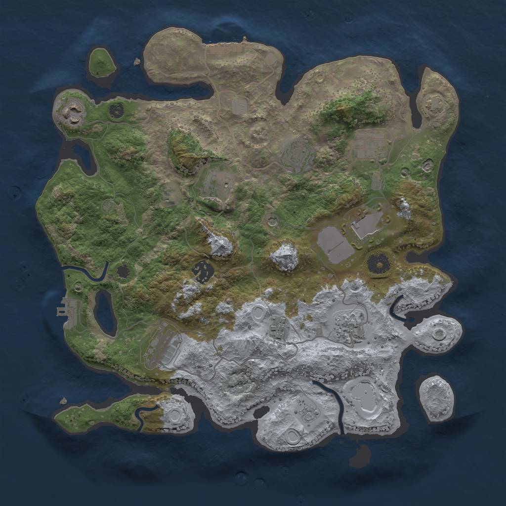 Rust Map: Procedural Map, Size: 3500, Seed: 404113900, 17 Monuments