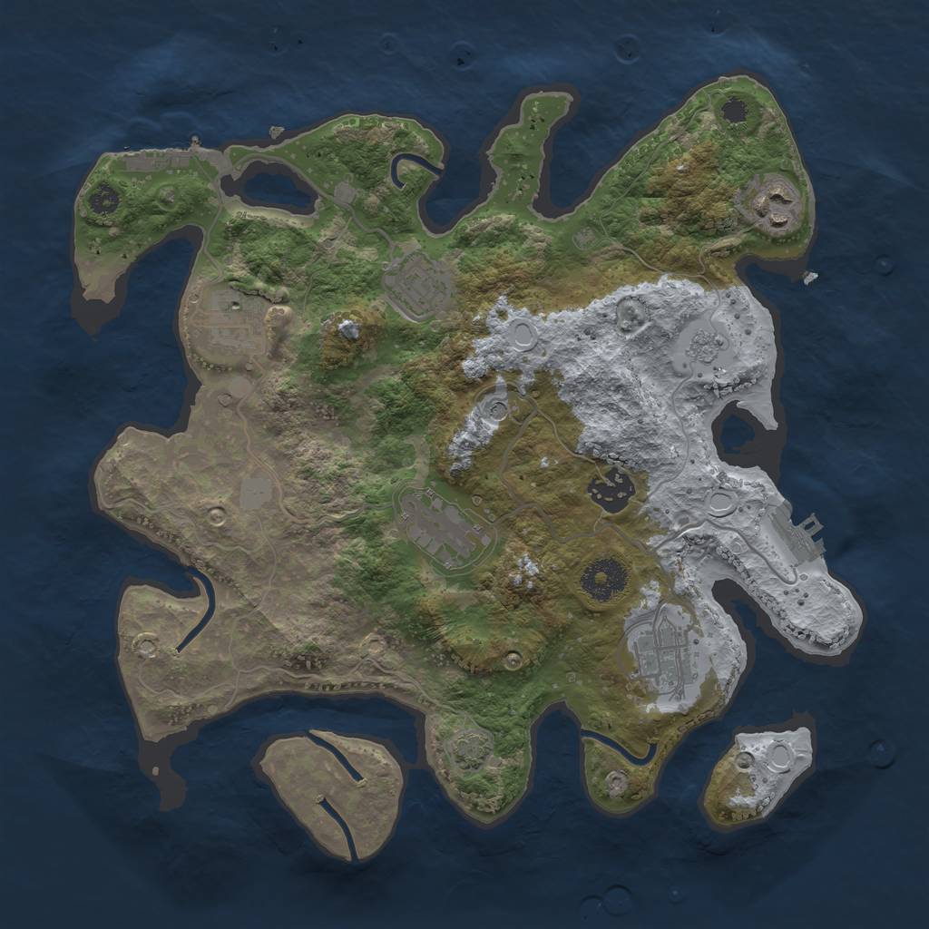 Rust Map: Procedural Map, Size: 3200, Seed: 1951168832, 14 Monuments