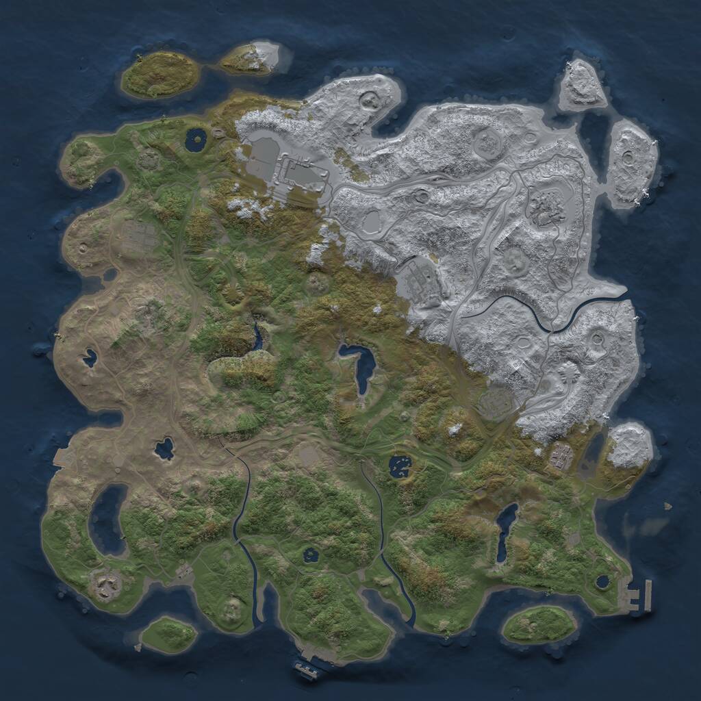 Rust Map: Procedural Map, Size: 4500, Seed: 1419120892, 14 Monuments