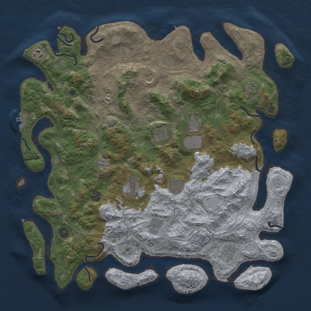 Rust Map: Procedural Map, Size: 4500, Seed: 1175830531, 19 Monuments