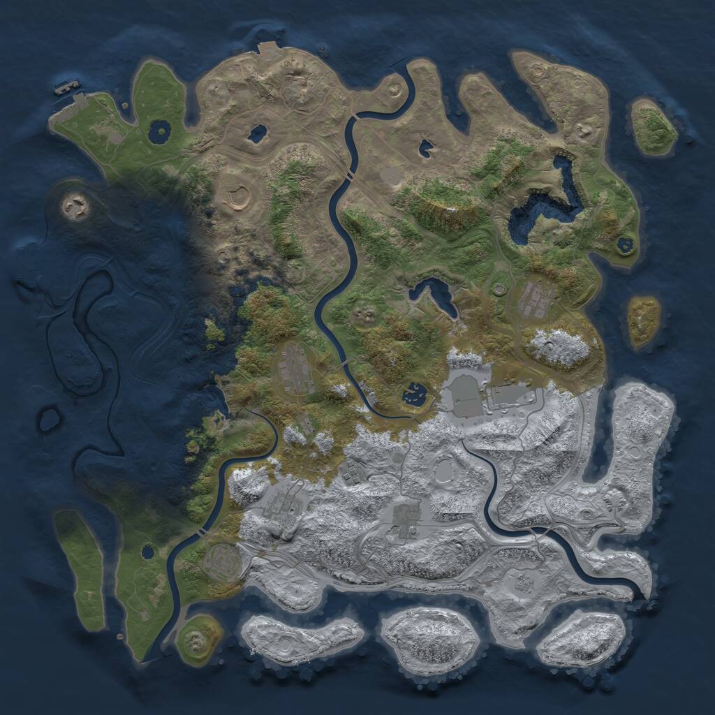 Rust Map: Procedural Map, Size: 4500, Seed: 1175830531, 16 Monuments