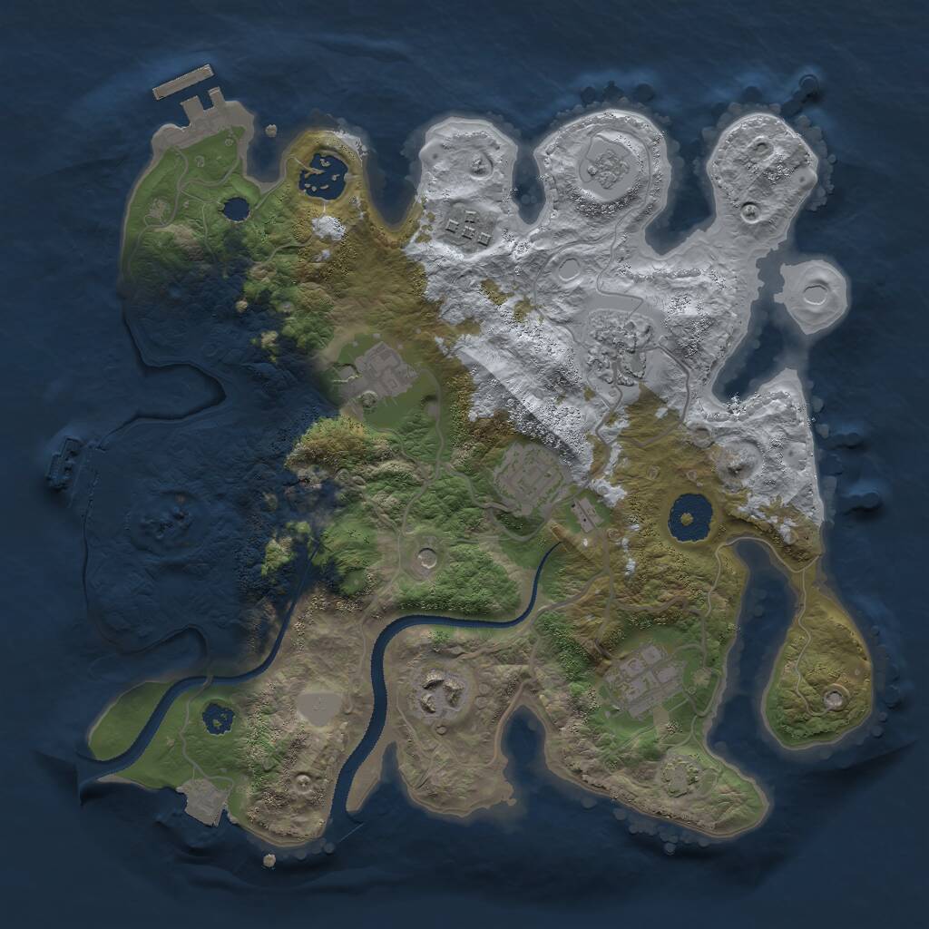Rust Map: Procedural Map, Size: 3000, Seed: 2037959365, 13 Monuments
